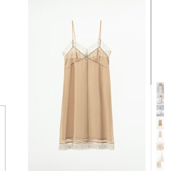 LACE SLIP Women's Tan Dress Size M NEW WITH TAG! - Picture 1 of 9